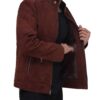 Miguel Men Brown Suede Leather Jacket