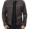 Dodge Cafe Racer Leather Dark Brown Jacket Mens 
