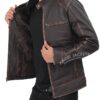 Dodge Cafe Racer Leather Dark Brown Jacket Mens 