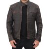 Dodge Cafe Racer Leather Dark Brown Jacket Mens 