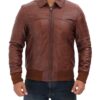 Steven Mens Dark Brown Distressed Bomber Leather Jacket