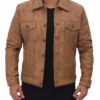 Mens Camel Brown Leather Jacket