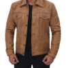 Mens Camel Brown Leather Jacket