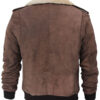 Mens Shearling Collar Bomber Buff Leather Jacket