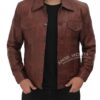 Fernando Brown Leather Trucker Jacket