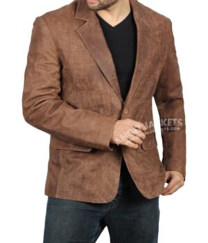 Edwin Mens Brown Leather Blazer