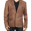 Edwin Mens Brown Leather Blazer