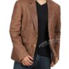 Edwin Mens Brown Leather Blazer