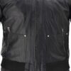 Mens Black Leather Jacket with Grey Hood Mens Black Leather Jacket with Grey Hood