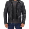 Jonathan Black Hooded Leather Jacket