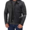 Jonathan Black Hooded Leather Jacket