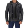 Jonathan Black Hooded Leather Jacket