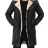 Turlock Biege Shearling Black Leather Coat