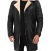 Turlock Biege Shearling Black Leather Coat