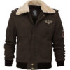 Pierson Mens Bomber Leather Jacket with Fur Collar