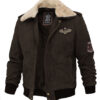 Pierson Mens Bomber Leather Jacket with Fur Collar