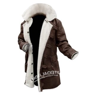 Bane Brown Leather Winter Coat for Men
