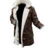 Bane Brown Leather Winter Coat for Men
