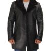 Ronnie Black Long Shearling Car Coat Mens