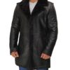Ronnie Black Long Shearling Car Coat Mens