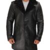 Ronnie Black Long Shearling Car Coat Mens