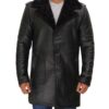 Ronnie Black Long Shearling Car Coat Mens