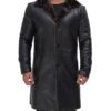 Chandler Mens Shearling Black Leather Coat