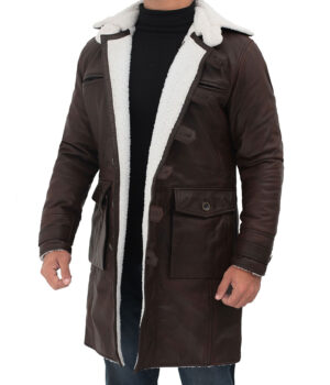 Bennett Dark Brown Sherpa Mens Leather Jacket 