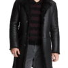 Mens Black Shearling Leather Coat