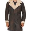 Sullivan Double Breasted Sherpa Brown Leather Mens Coat 