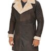 Sullivan Double Breasted Sherpa Brown Leather Mens Coat 