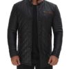 Glen Men Black Quilted Leather Car Coat