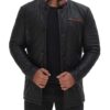 Glen Men Black Quilted Leather Car Coat Glen Men Black Quilted Leather Car Coat