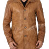 Mens Brown Leather Car Coat 