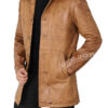 Mens Brown Leather Car Coat 