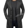 Bryson Black Leather Duster Car Coat Mens