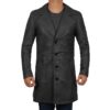 Bryson Black Leather Duster Car Coat Mens