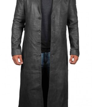 Bryson  Black Mens Leather Duster