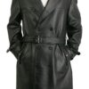 Mens Double Breasted Black Leather Trench Coat Mens Double Breasted Black Leather Trench Coat