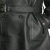 Mens Double Breasted Black Leather Trench Coat Mens Double Breasted Black Leather Trench Coat