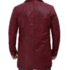 Santiago Mens Leather Car Coat Maroon