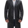 Mens Walking Long Real Leather Coat