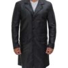 Mens Walking Long Real Leather Coat