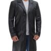 Mens Walking Long Real Leather Coat