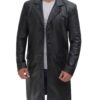 Mens Walking Long Real Leather Coat