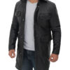 Mens Black Leather 3 4 Length Car Coat Mens Black Leather 3 4 Length Car Coat