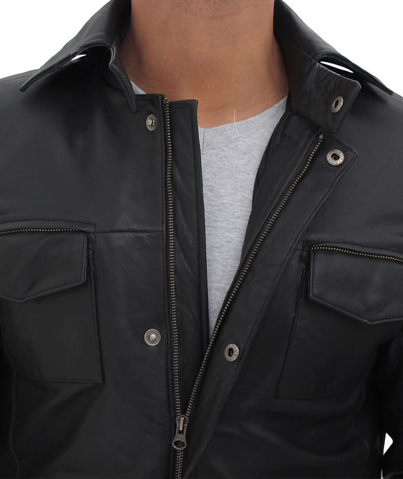 Mens Black Leather 3 4 Length Car Coat Mens Black Leather 3 4 Length Car Coat