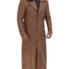 Bryson Mens Distressed Brown Long Leather Coat