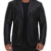 Elton Men Black Quilted Leather Blazer