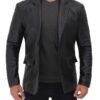 Brandon Mens Black Leather Blazer Jacket Brandon Mens Black Leather Blazer Jacket
